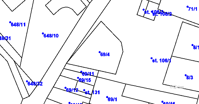 Parcela st. 69/4 v KÚ Arnolec, Katastrální mapa