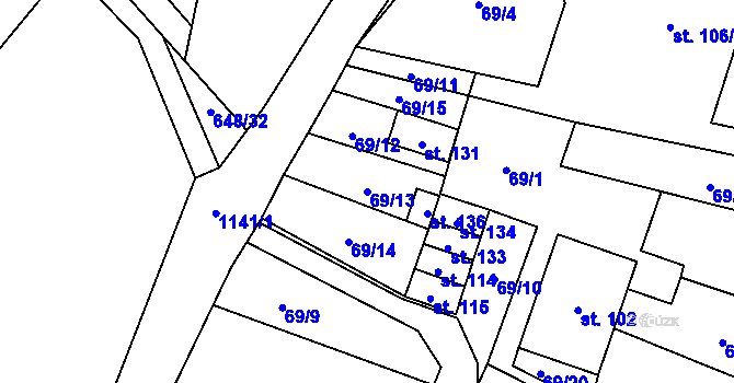Parcela st. 69/13 v KÚ Arnolec, Katastrální mapa
