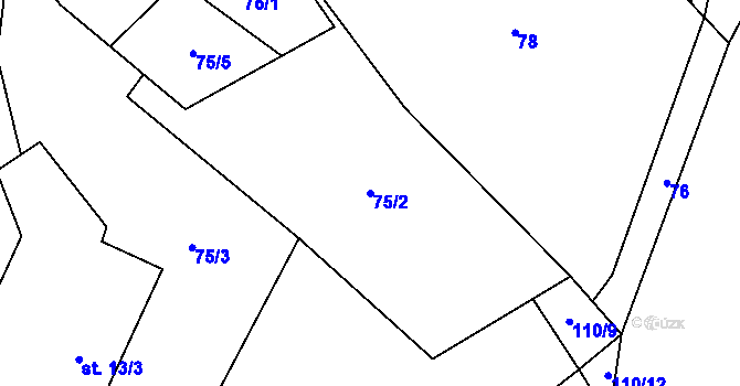 Parcela st. 75/2 v KÚ Arnolec, Katastrální mapa