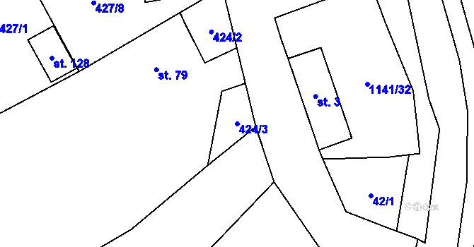 Parcela st. 424/3 v KÚ Arnolec, Katastrální mapa