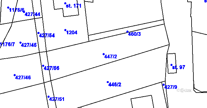 Parcela st. 447/2 v KÚ Arnolec, Katastrální mapa