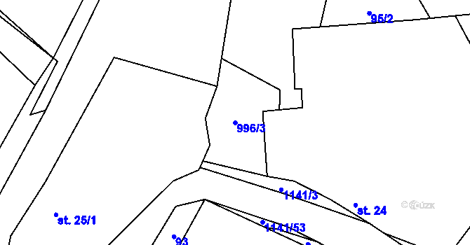 Parcela st. 996/3 v KÚ Arnolec, Katastrální mapa