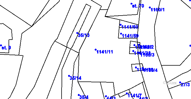 Parcela st. 1141/11 v KÚ Arnolec, Katastrální mapa