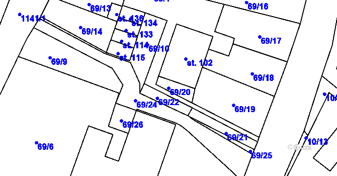 Parcela st. 69/20 v KÚ Arnolec, Katastrální mapa