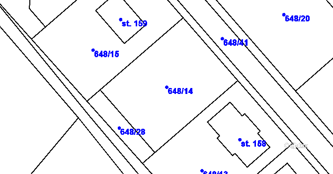 Parcela st. 648/14 v KÚ Arnolec, Katastrální mapa