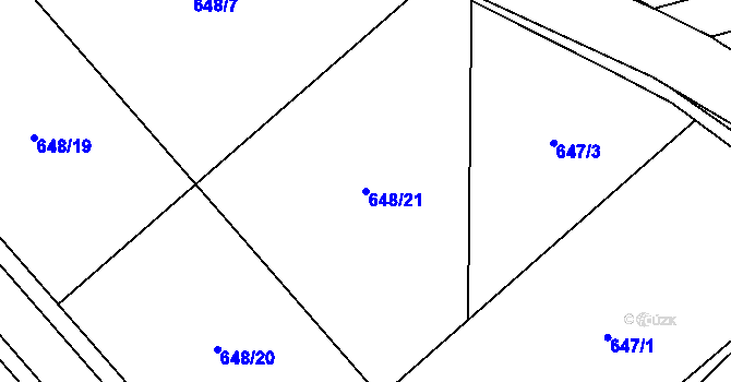 Parcela st. 648/21 v KÚ Arnolec, Katastrální mapa