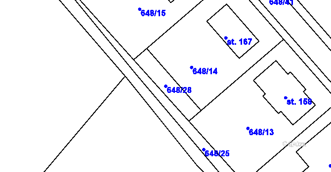 Parcela st. 648/28 v KÚ Arnolec, Katastrální mapa