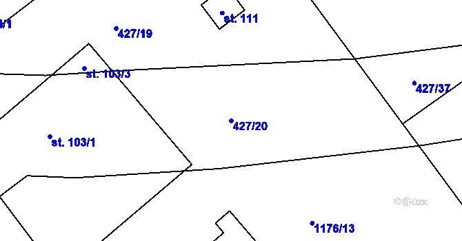 Parcela st. 427/20 v KÚ Arnolec, Katastrální mapa