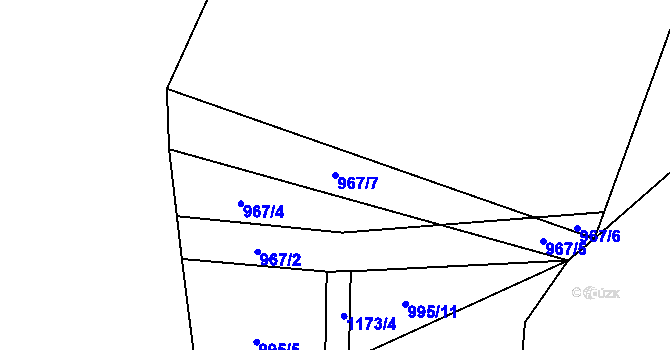 Parcela st. 967/7 v KÚ Arnolec, Katastrální mapa
