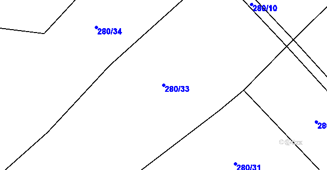 Parcela st. 280/33 v KÚ Arnolec, Katastrální mapa