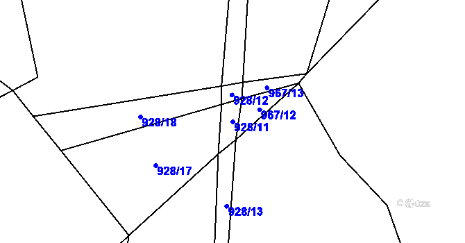Parcela st. 928/11 v KÚ Arnolec, Katastrální mapa