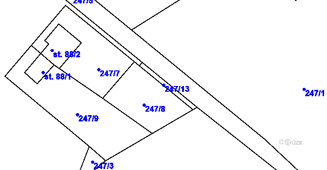 Parcela st. 247/13 v KÚ Arnolec, Katastrální mapa