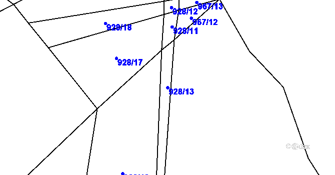 Parcela st. 928/13 v KÚ Arnolec, Katastrální mapa