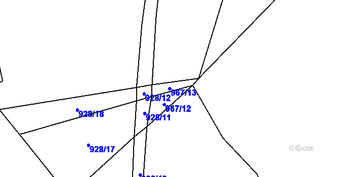 Parcela st. 967/13 v KÚ Arnolec, Katastrální mapa