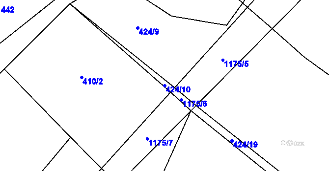 Parcela st. 424/10 v KÚ Arnolec, Katastrální mapa