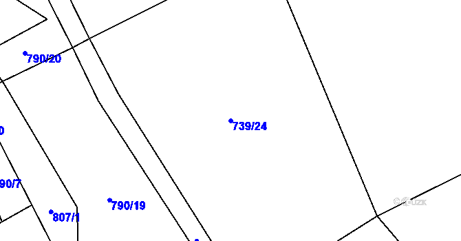Parcela st. 739/24 v KÚ Arnolec, Katastrální mapa