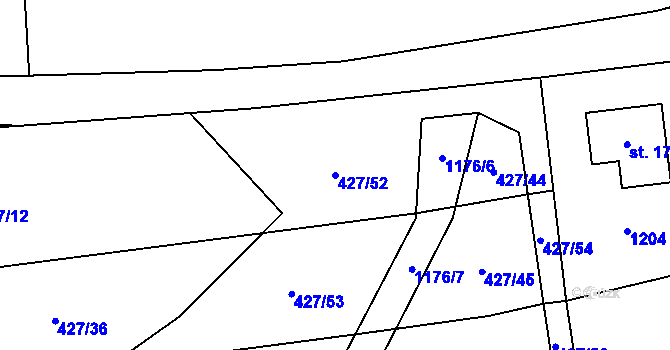 Parcela st. 427/52 v KÚ Arnolec, Katastrální mapa