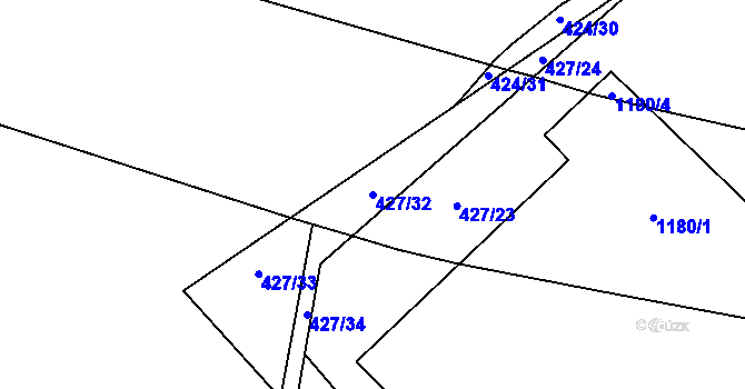 Parcela st. 427/32 v KÚ Arnolec, Katastrální mapa