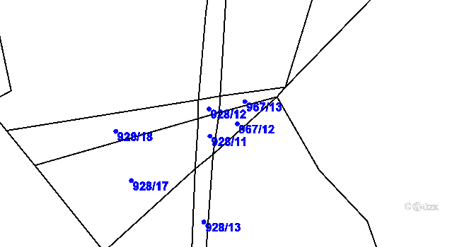 Parcela st. 967/12 v KÚ Arnolec, Katastrální mapa