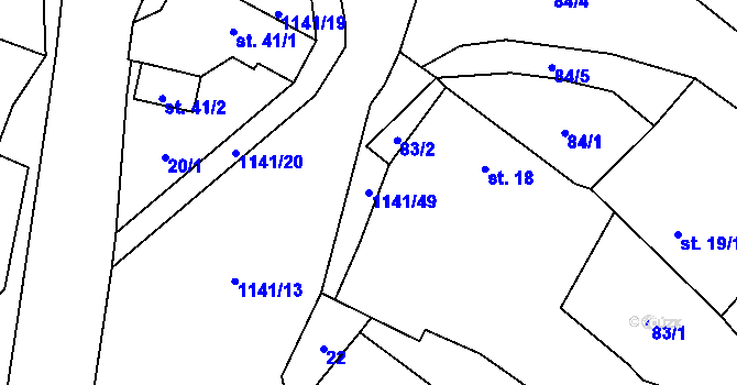 Parcela st. 1141/49 v KÚ Arnolec, Katastrální mapa