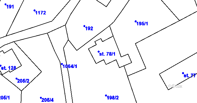 Parcela st. 78/1 v KÚ Arnoltice, Katastrální mapa
