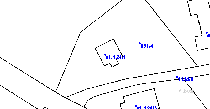 Parcela st. 124/1 v KÚ Arnoltice, Katastrální mapa