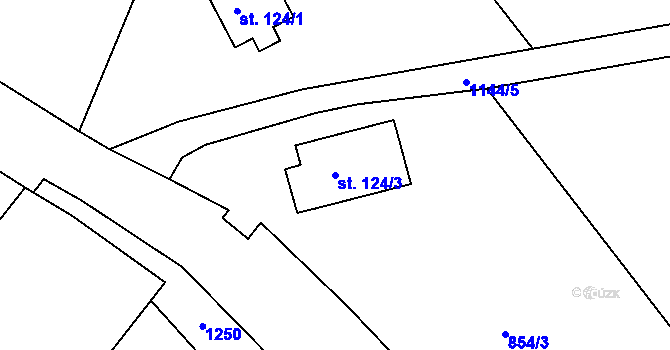 Parcela st. 124/3 v KÚ Arnoltice, Katastrální mapa