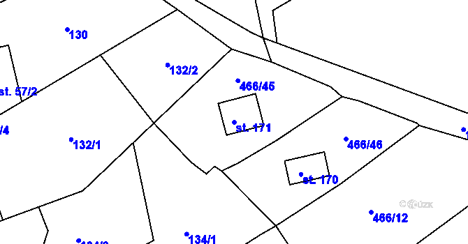 Parcela st. 171 v KÚ Arnoltice, Katastrální mapa