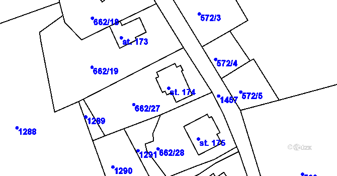 Parcela st. 174 v KÚ Arnoltice, Katastrální mapa