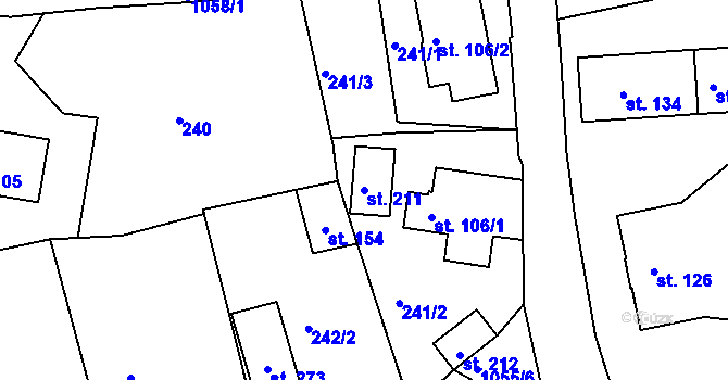 Parcela st. 211 v KÚ Arnoltice, Katastrální mapa
