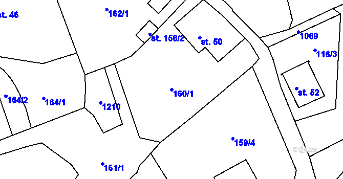 Parcela st. 160/1 v KÚ Arnoltice, Katastrální mapa