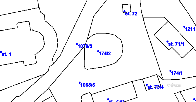 Parcela st. 174/2 v KÚ Arnoltice, Katastrální mapa