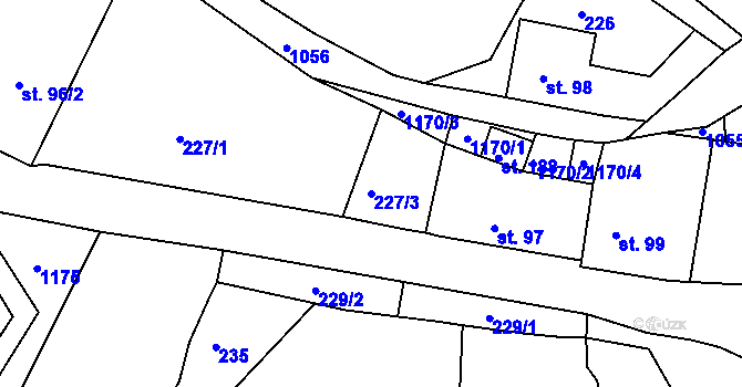 Parcela st. 227/3 v KÚ Arnoltice, Katastrální mapa
