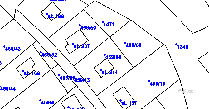 Parcela st. 459/14 v KÚ Arnoltice, Katastrální mapa