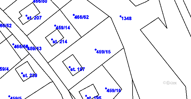 Parcela st. 459/15 v KÚ Arnoltice, Katastrální mapa