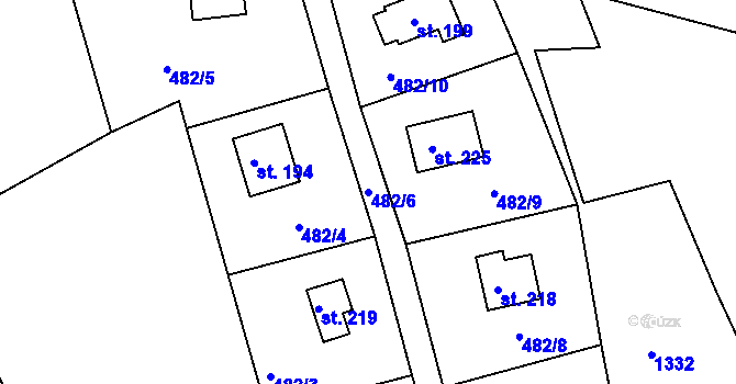 Parcela st. 482/6 v KÚ Arnoltice, Katastrální mapa