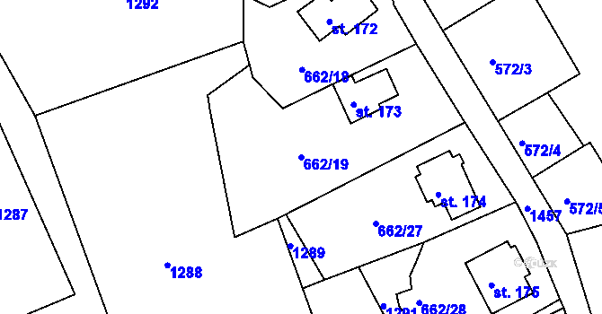 Parcela st. 662/19 v KÚ Arnoltice, Katastrální mapa