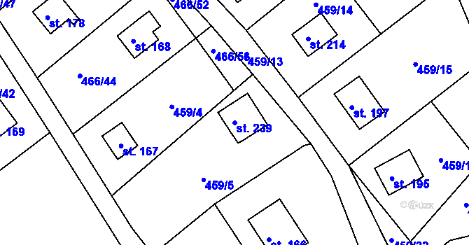 Parcela st. 239 v KÚ Arnoltice, Katastrální mapa
