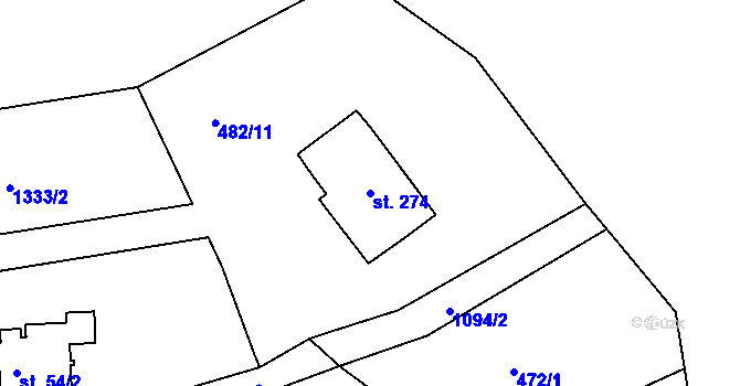 Parcela st. 274 v KÚ Arnoltice, Katastrální mapa