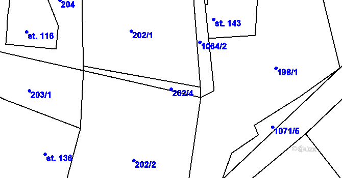 Parcela st. 202/4 v KÚ Arnoltice, Katastrální mapa