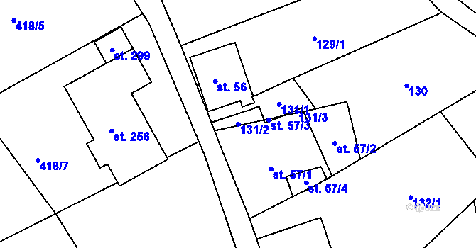 Parcela st. 131/2 v KÚ Arnoltice, Katastrální mapa
