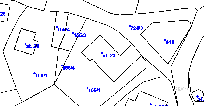 Parcela st. 23 v KÚ Bynovec, Katastrální mapa