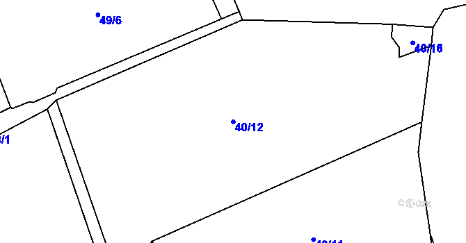 Parcela st. 40/12 v KÚ Bynovec, Katastrální mapa