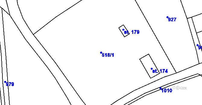 Parcela st. 518/1 v KÚ Bynovec, Katastrální mapa