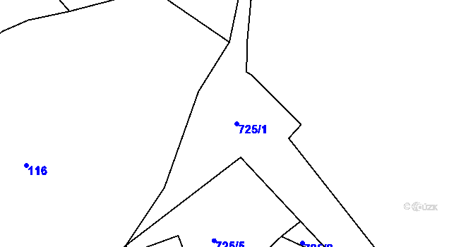 Parcela st. 725/1 v KÚ Bynovec, Katastrální mapa