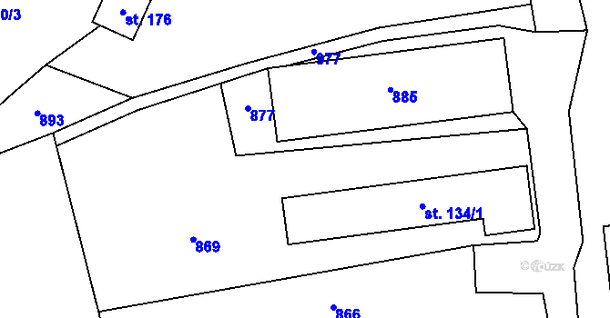 Parcela st. 575/5 v KÚ Bynovec, Katastrální mapa