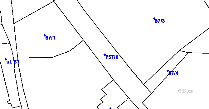 Parcela st. 757/1 v KÚ Bynovec, Katastrální mapa