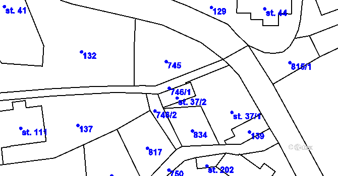 Parcela st. 746/1 v KÚ Bynovec, Katastrální mapa