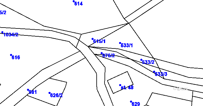 Parcela st. 976/2 v KÚ Arnoštovice, Katastrální mapa