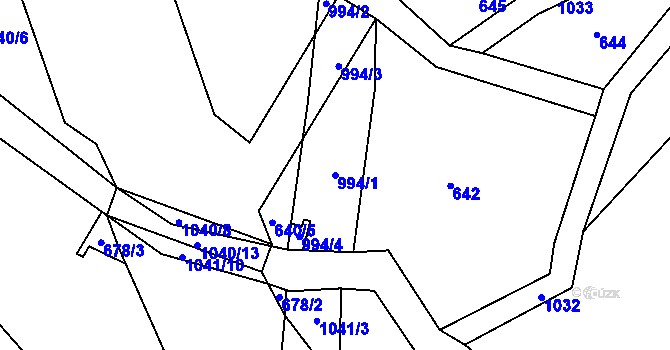 Parcela st. 994/1 v KÚ Arnoštovice, Katastrální mapa
